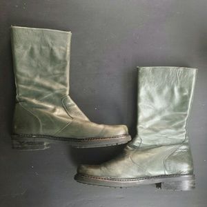 Dark Green Leather Espace Boots